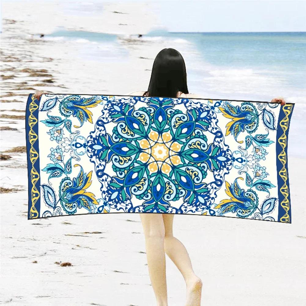 Summer Beach Towel Adult Absorbent Beach Towel Boho Geometric Pattern Quick Dry Bath Towel Travel Picnic Yoga Blanket Women Gift