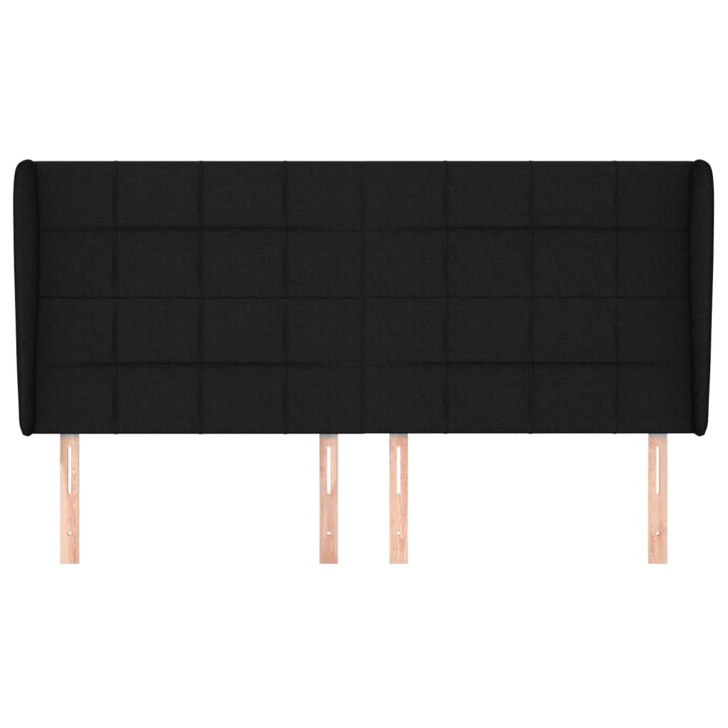 vidaXL Kopfteil mit Ohren Schwarz 163x23x118/128 cm Stoff