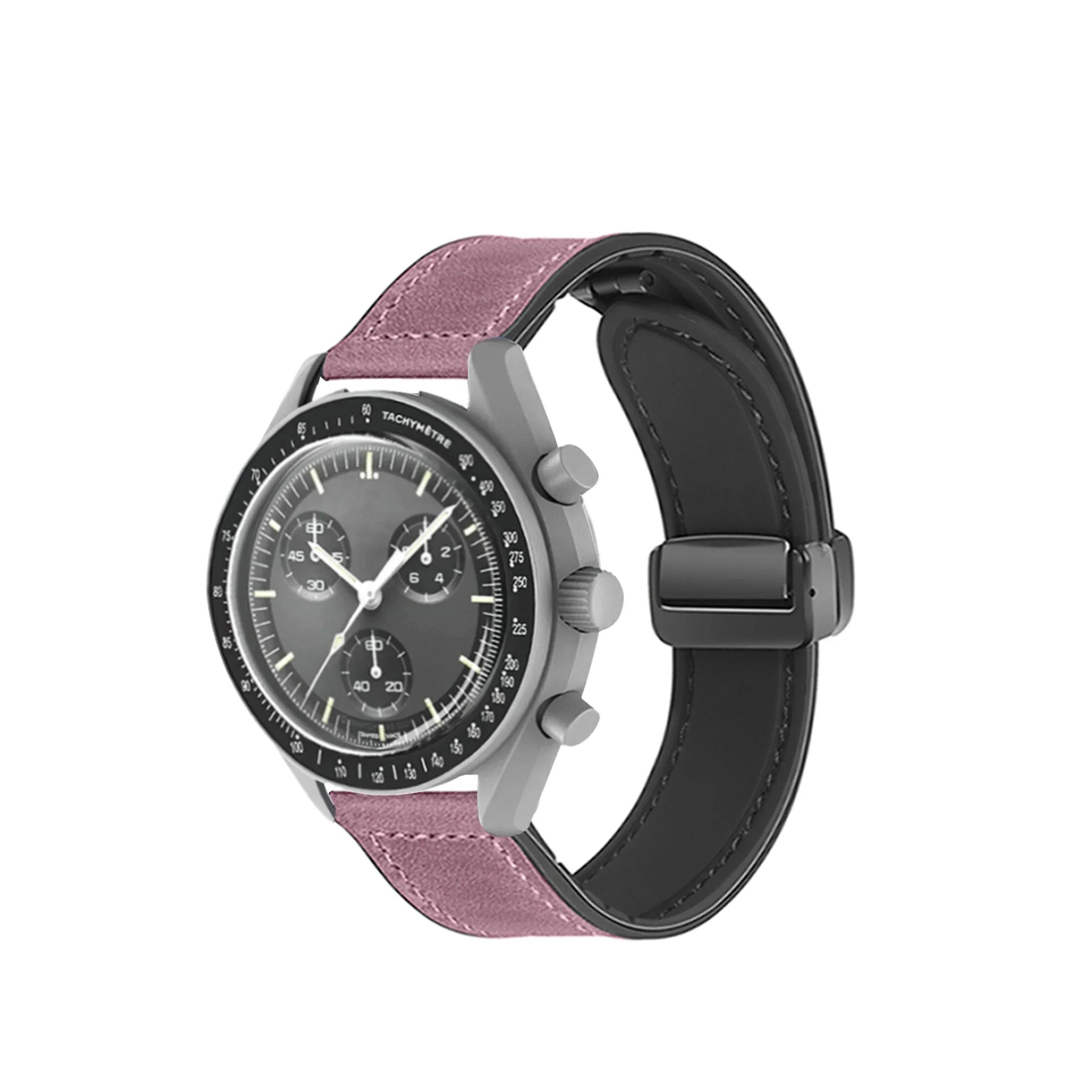 

20мм Шкіряний Ремінець Для Спільного Годинника Omega X Swatch MoonSwatch Planet Metal Магнітна Застібка Для Годинника Swatch Силіконовий Браслет Аксесуари 20mm фіолетовий