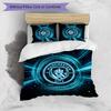 Set Lenzuola 3 Pezzi Stampato Manchester City Morbido Delicato sulla Pelle Lavabile Copripiumino e Federe Set Tutte le Stagioni Camera da Letto