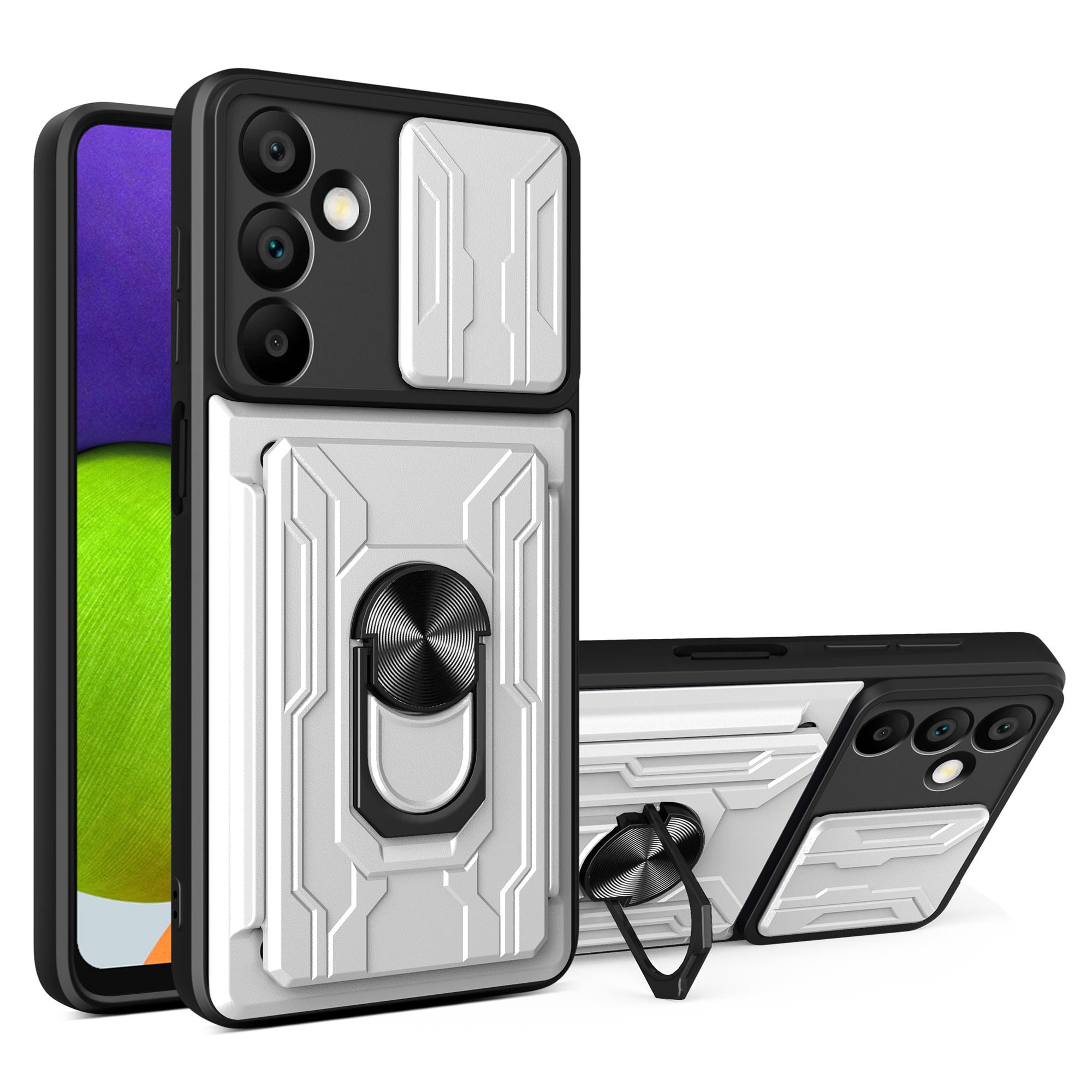 

For Samsung Galaxy A16 5G/A16 4G Case PC+TPU Kickstand Phone Back Cover with Camera Slider White