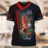 Chef Work T-shirt for Men Personality Pattern O-neck Funny T Shirts 3D Print Fashion Trendy Cook Tee Top Novelties  2025 New