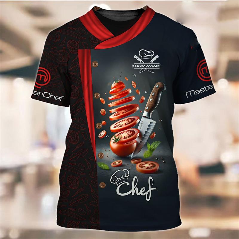Chef Work T-shirt for Men Personality Pattern O-neck Funny T Shirts 3D Print Fashion Trendy Cook Tee Top Novelties 2025 New