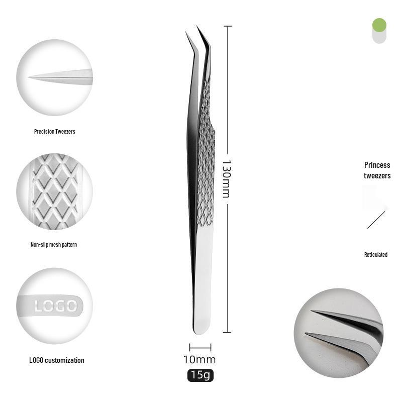 Golden Feather Stainless Steel Eyelash Tweezers for Grafting and Extensions