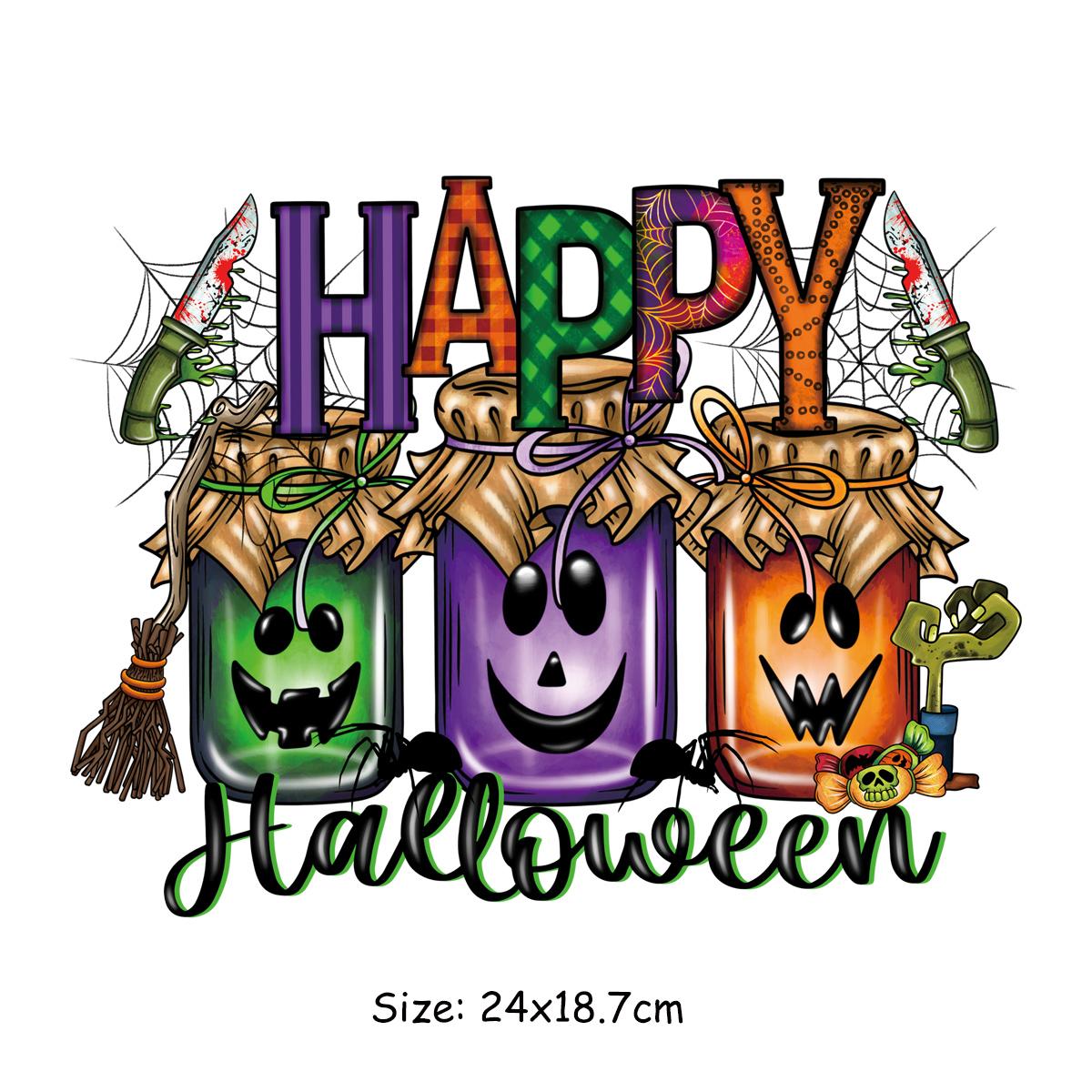 

Happy Halloween нашивки для одежды термонаклейки футболка Parches Ropa толстовки Diy термопресс аппликации наклейки печать