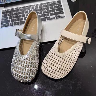 Retro hohle Sandalen weiche Sohle Mary Jane flacher Mund einzelne Schuhe 2025 neue beliebte Damen Ein-Pedal Lazy Schuhe