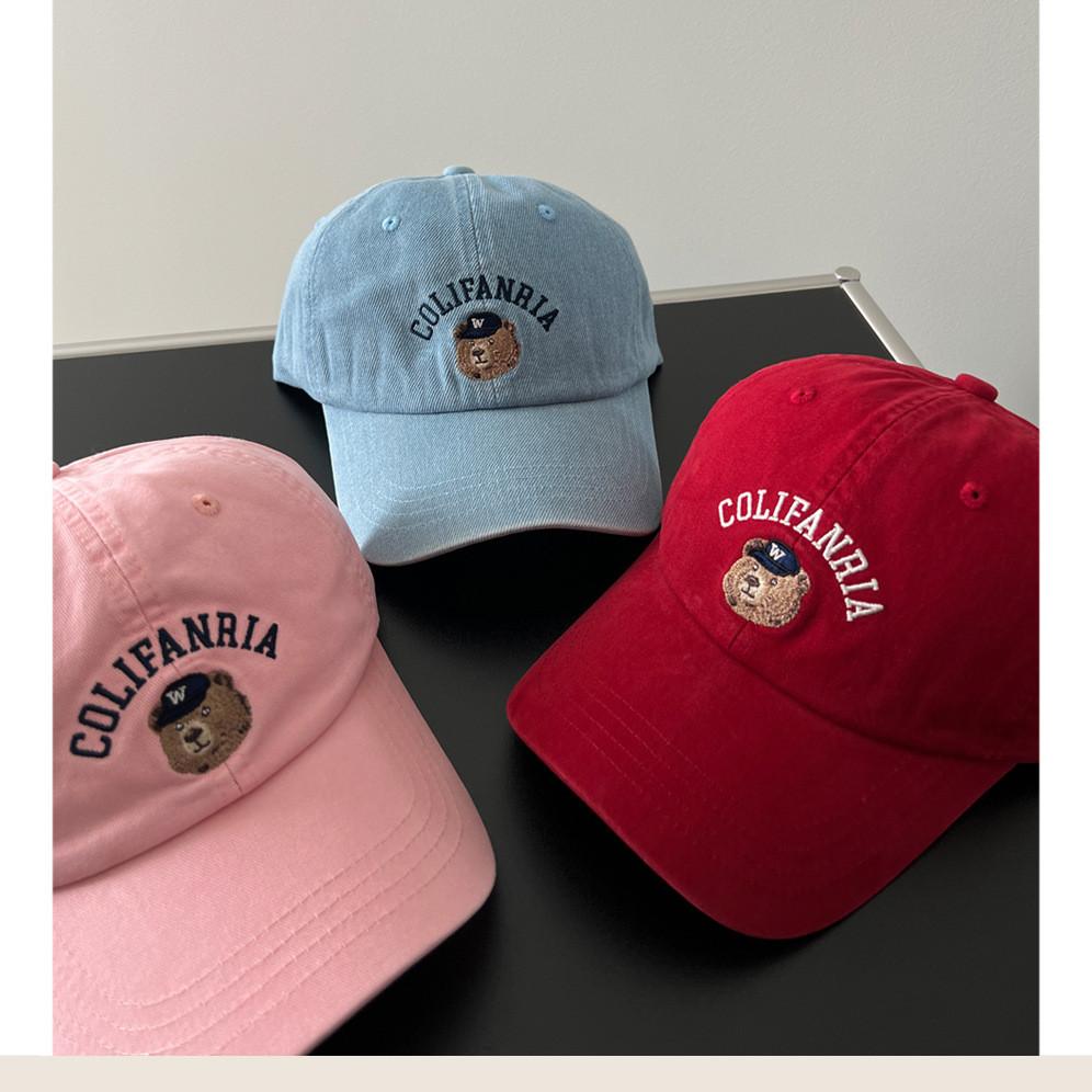 Bear Embroidered Colifanria Baseball Cap With Adjustable Sun Protection Outdoor