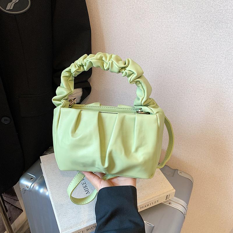 Popular bags women's new trendy fashion pleated handbags, high-quality textured shoulder messenger bags