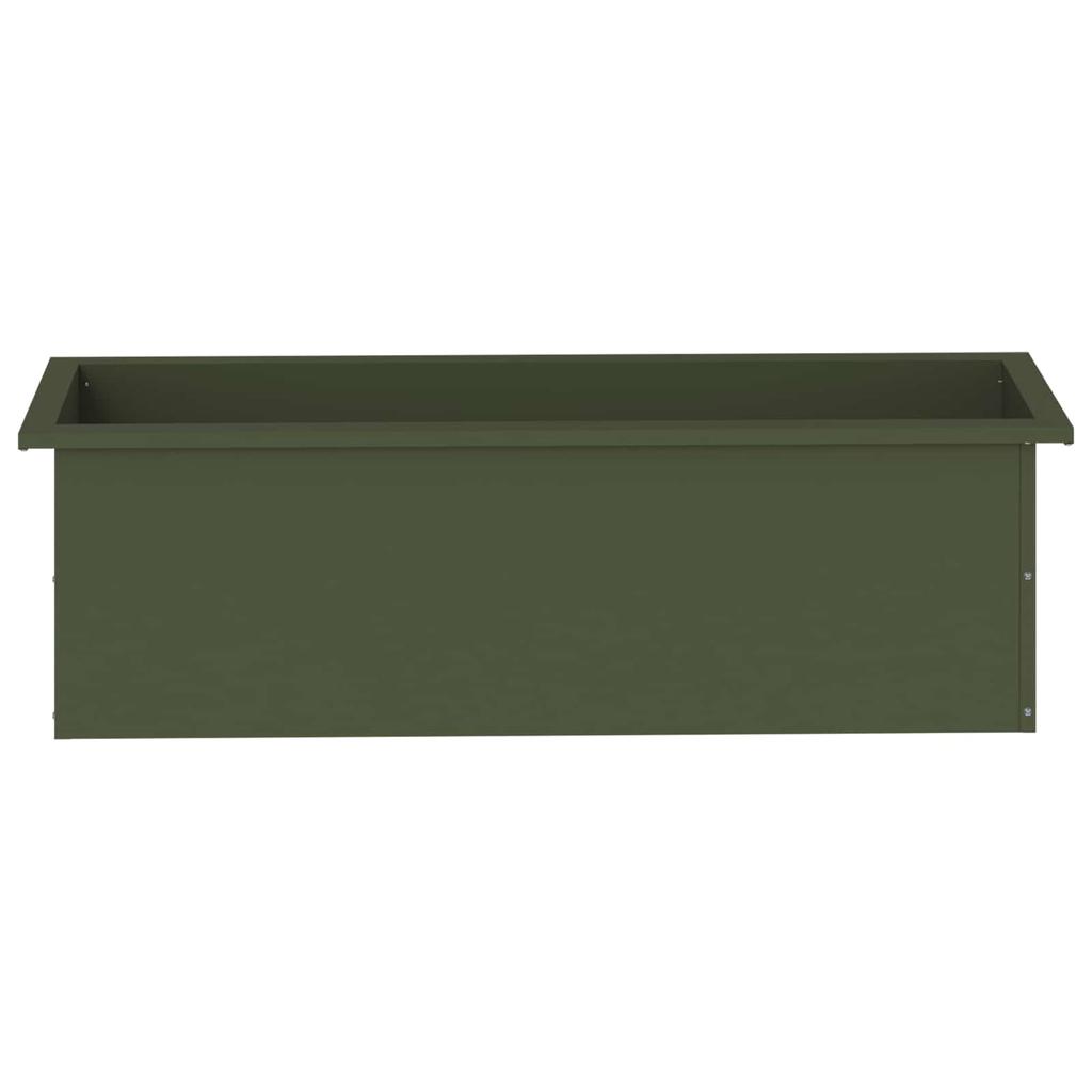 Garden Planter with LED Olive Green 30 X 100 X 30 Cm Steel