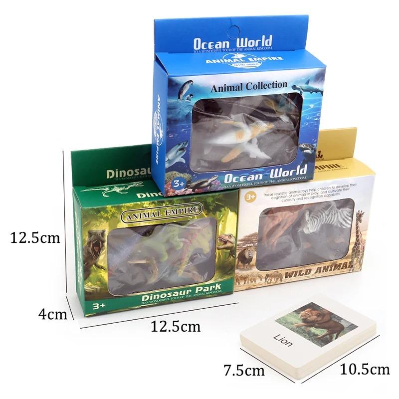 Kid Dinosaur Ocean Animal Figures Biology Model English Flash Cards Matching Game Sensory Montessori Educational Baby Toy