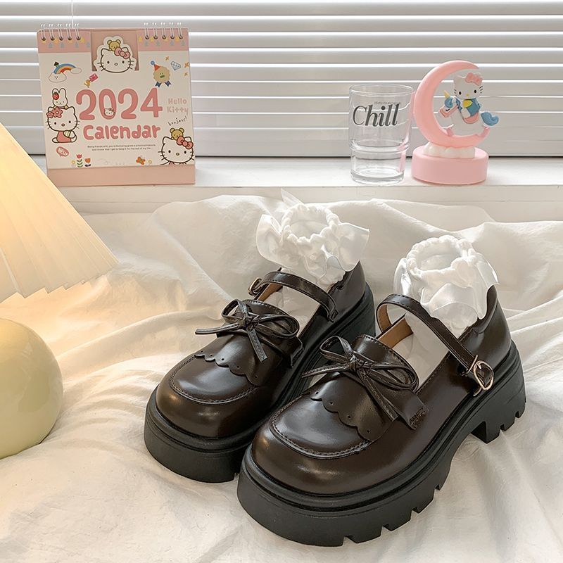 

Круглые туфли-лоферы на платформе, женские черные туфли в стиле колледжа, кожаные туфли jk small, универсальные, британские, новинка 2025 года, с одной педалью 37 коричневый