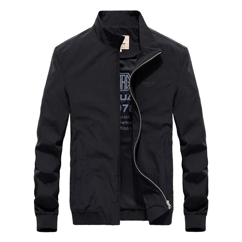 Autumn New Men's Stand-up Collar Four-sided Elastic Quick-drying Jacket Men's Single-layer Shrink-sleeved Elastic Jacket