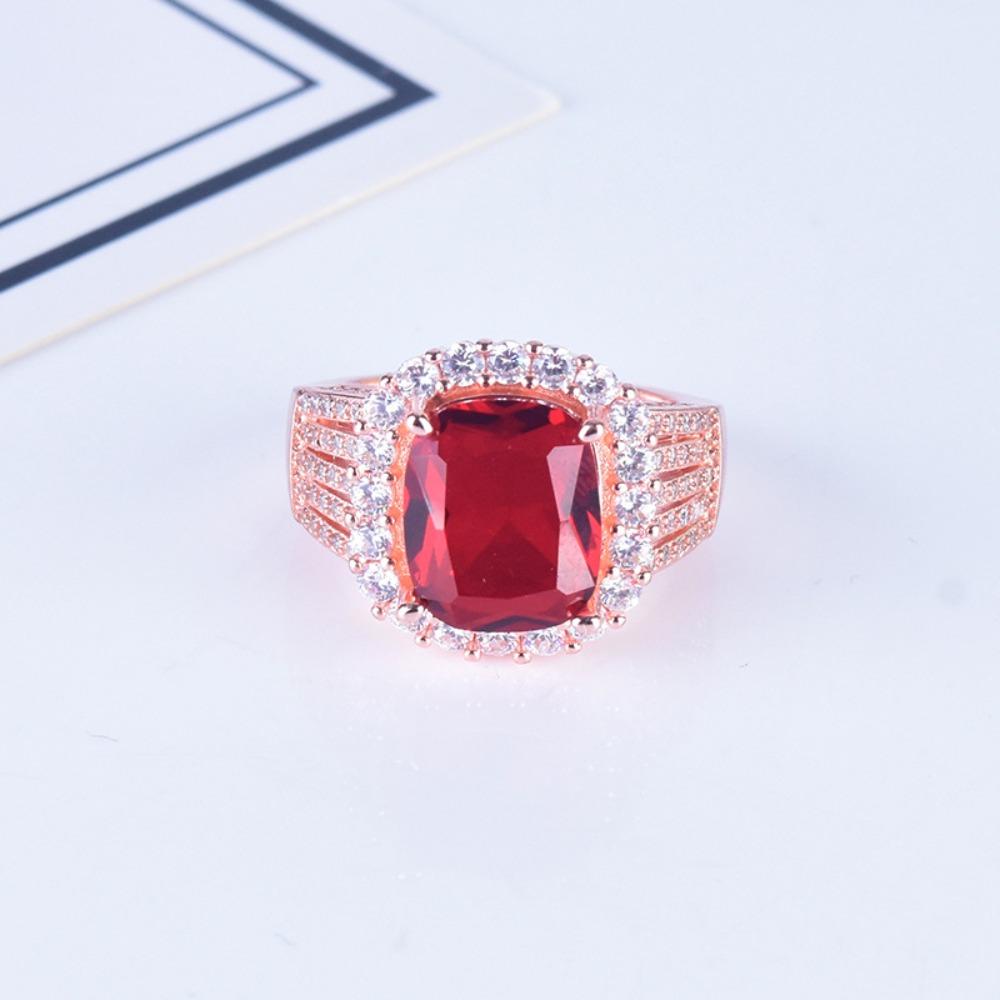 Open Ring 5ct Lab Created Royal Blue Sapphire 18K Gold Plated Women Adjustable Ring with Fake Zircon