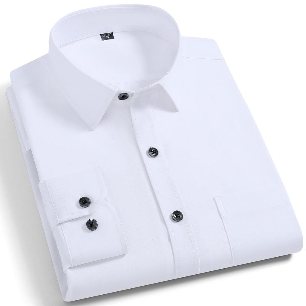 Quality Stretch Men Shirt Viscose Fiber Long Sleeve Anti-wrinkle Non-ironing Regular Fit  Casual Business Office Stretch Shirt