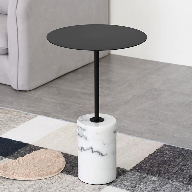 Marble Side Table Nordic Modern Minimalist Metal Coffee Table Designer Round Small Corner Table for Showflat/Balcony/Living Room