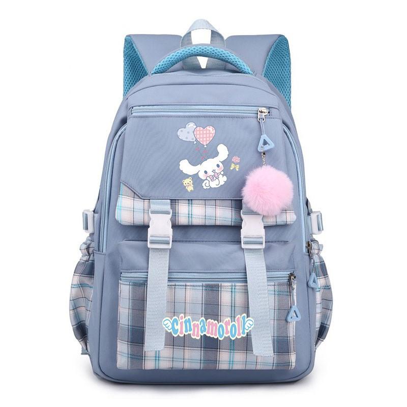 Cinnamoroll Kids School Backpack Boys Girls Large Capacity 20-35L Nylon Dual Strap Bag With Arc Shoulder Straps