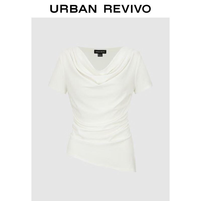 

UR Women s Cowl Neck Irregular Pleated Short Sleeve T-Shirt L