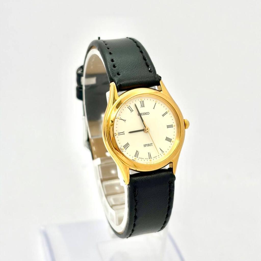 SEIKO Spirit Ladies Watch Gold Roman Numerals 010993 New Strap with Engraving [Excellent Condition/New Battery] 1E21-0170
