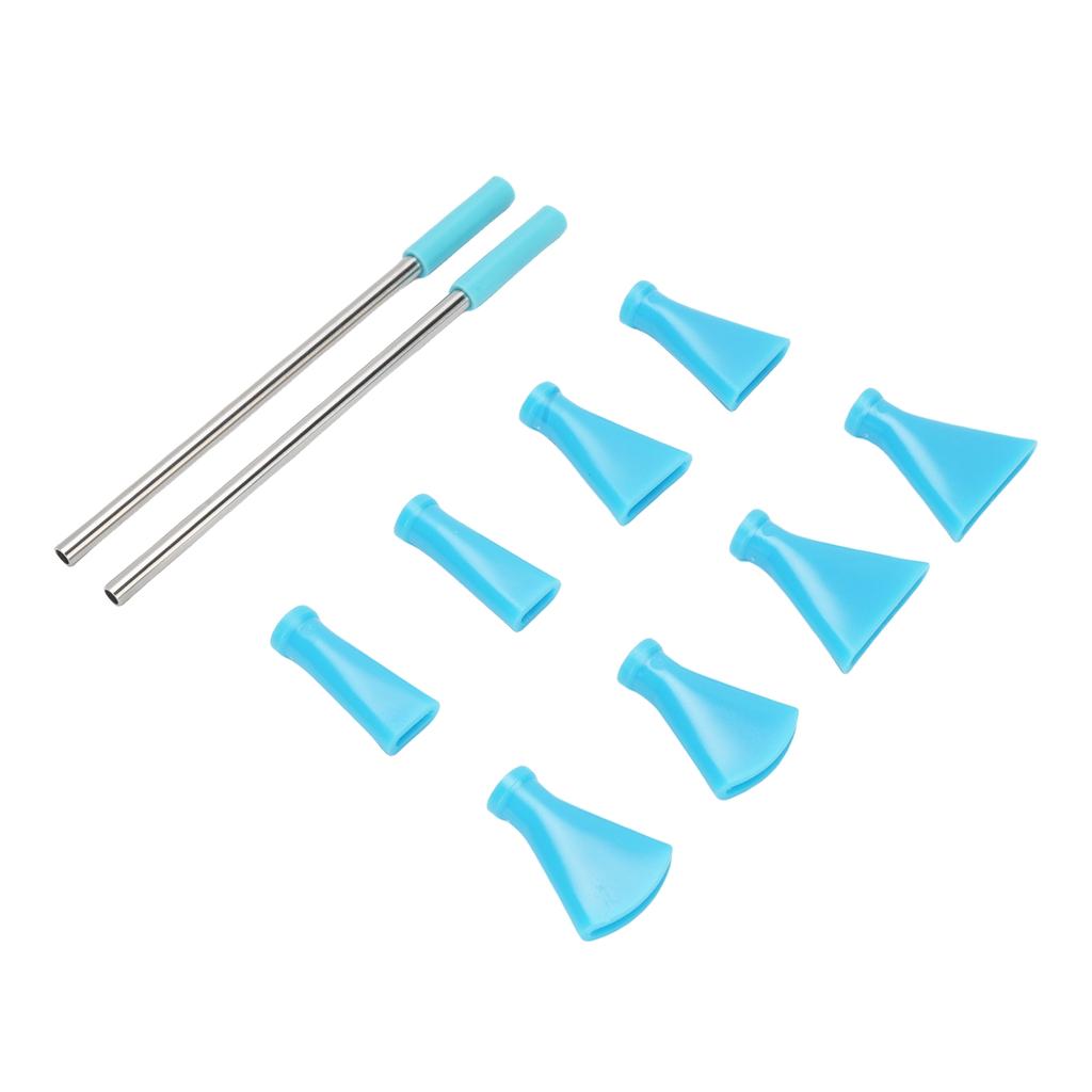 2Pcs Stainless Steel Straw 8Pcs Blow Nozzles Set Multifunctional Acrylic Pouring Paint Supplies