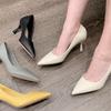 Vendita all'ingrosso di fabbrica Scarpe Nuove Autunnali Pelle Morbida Monocolore Scarpe da Donna Punta Appuntita Nude Tacchi Alti