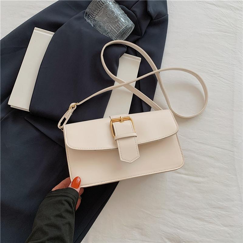 Chic Vintage Aesthetic Handbag For Women Elegant Solid Color Shoulder Bag