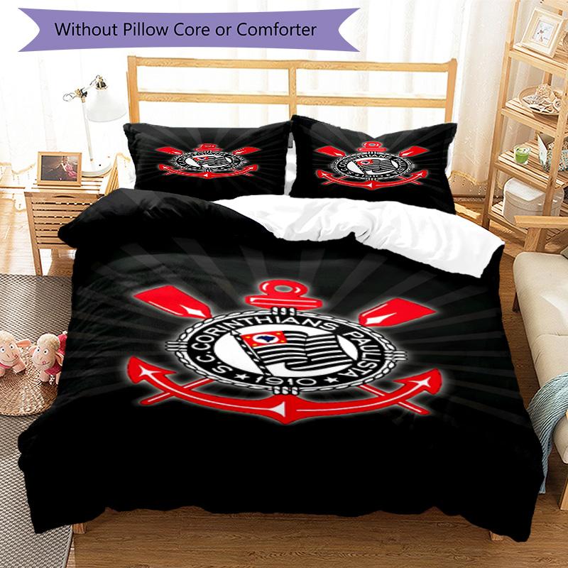 Sport Club Football Crest Printed Pattern Duvet Cover Set – includes 1 duvet cover and 2 matching pillowcases Bedroom decor Christmas gifts