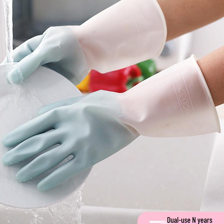 Women's Durable & Waterproof Dishwashing Gloves: Thick, Wear-Resistant Rubber Latex for Kitchen, Vegetable & Clothes Washing