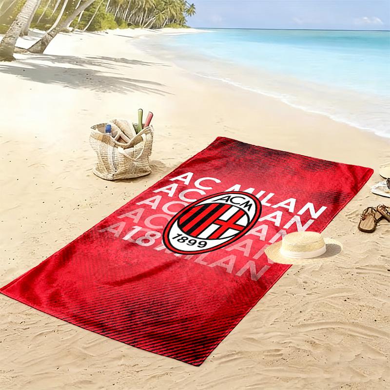 Asciugamano da Spiaggia Stampa AC Milan, Asciugamano Grande Morbido Asciugatura Rapida per Spiaggia Campeggio Nuoto