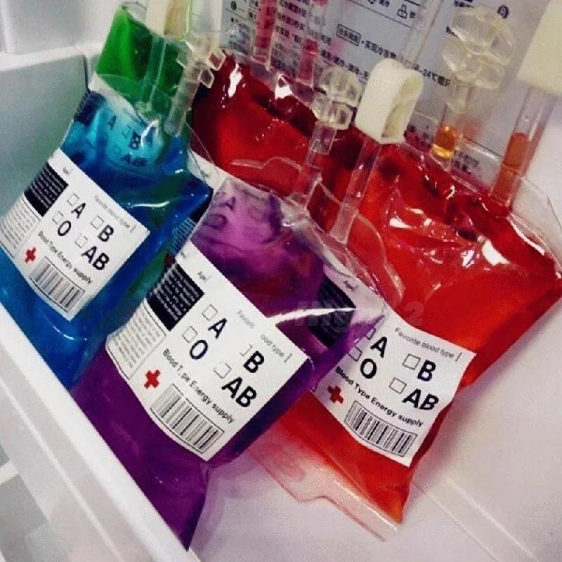 5Pcs Reusable IV Blood Bags Halloween Party Haunted House Drink Container Decoration
