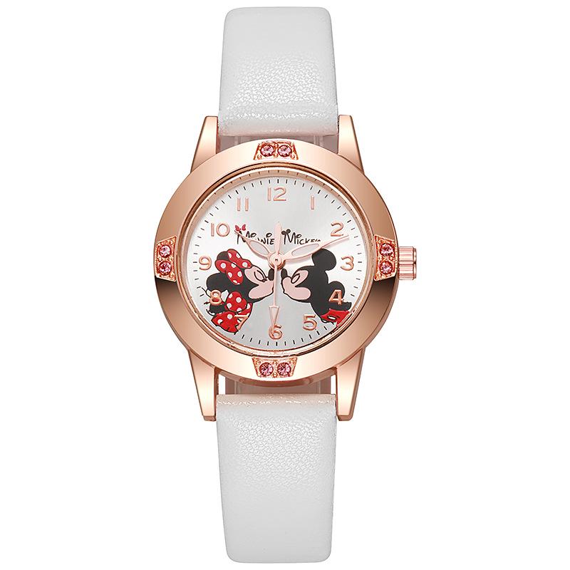 Rose Gold Diamond Leather Strap Women s Quartz Cartoon Watch