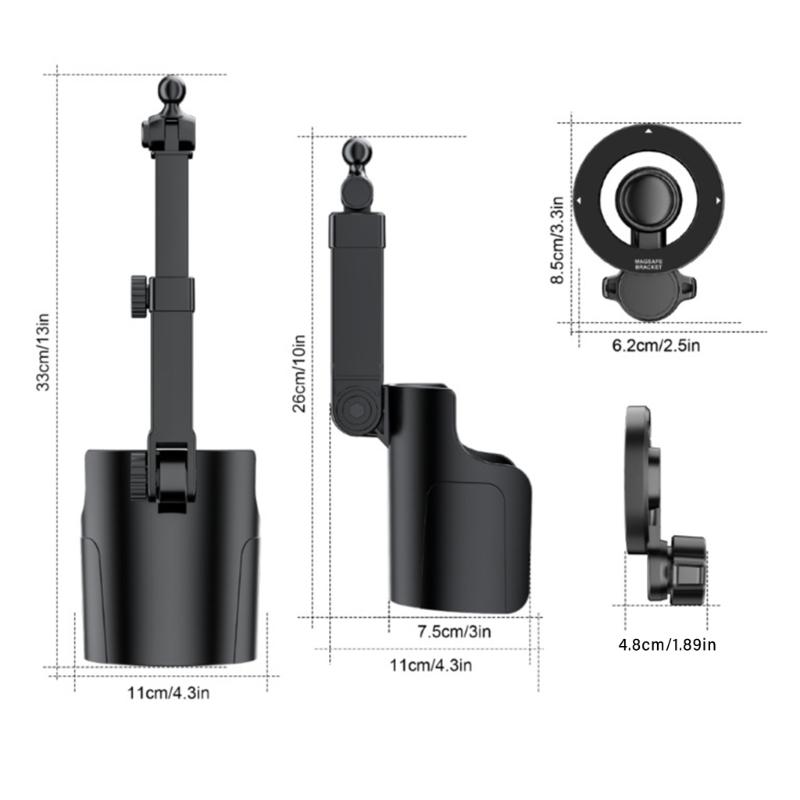 Adjustable 360 Rotating Phone Holder for Car Cup Slot Magnetic Attachment Universal Use For Auto Cup Holders Strong Magnet