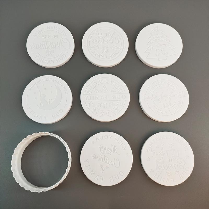 

Personalized Merry Christmas Cookie Stamp Mold 3D Raised Design For Baking Cookie Stamps Suitable