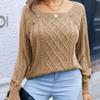 2024 Autumn/Winter Women's Casual Square Neck Button Cable Knit Sweater