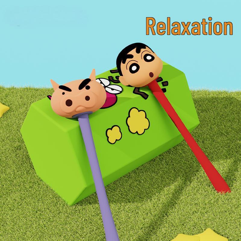 Crayon Shin-chan Cartoon Silicone Massage Hammer with Extended Handle for Relaxation and Decompression