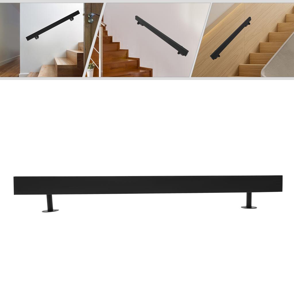 Stainless Steel Handrail,6/5/4/3FT 200lbs Black Rectangle Wall Mount Stair Railing Kit 8*4*183cm for Homes,Offices