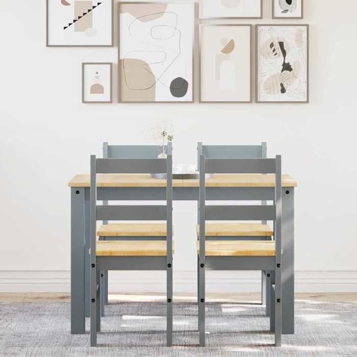 VidaXL Ensemble à manger Panama 5 pcs gris bois de pin massif, ensemble de table à manger, table et chaises de cuisine, 3345171