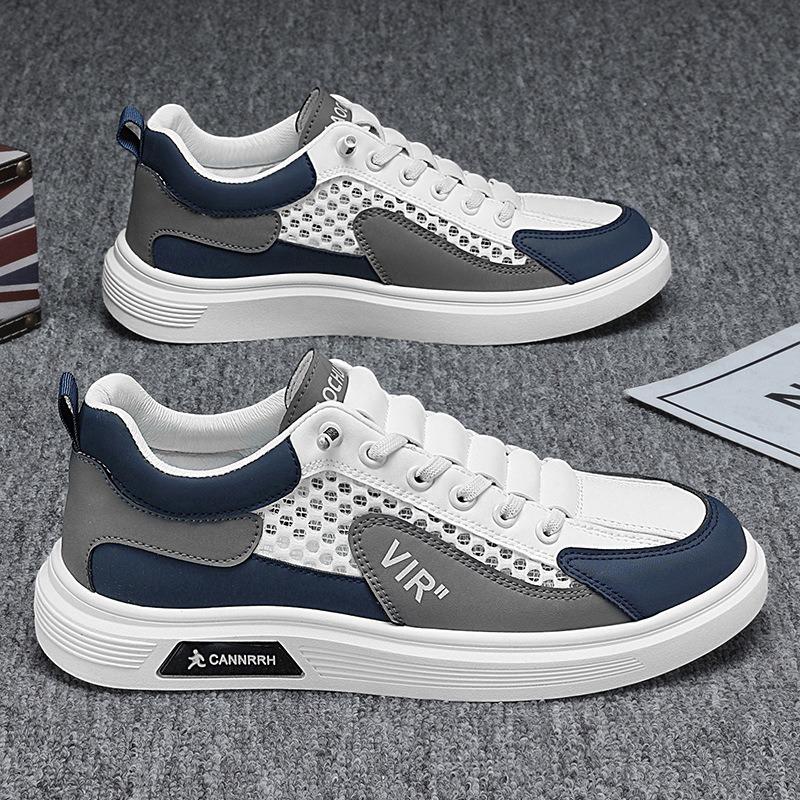 Summer Men's Shoes New Breathable Mesh Shoes Hollow Canvas Shoes Men's Trend Versatile Sports and Leisure Board Shoes White Shoes Men