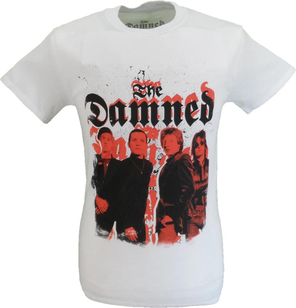 Unisexs White Official The Damned Repeat Logo Photo T Shirt S