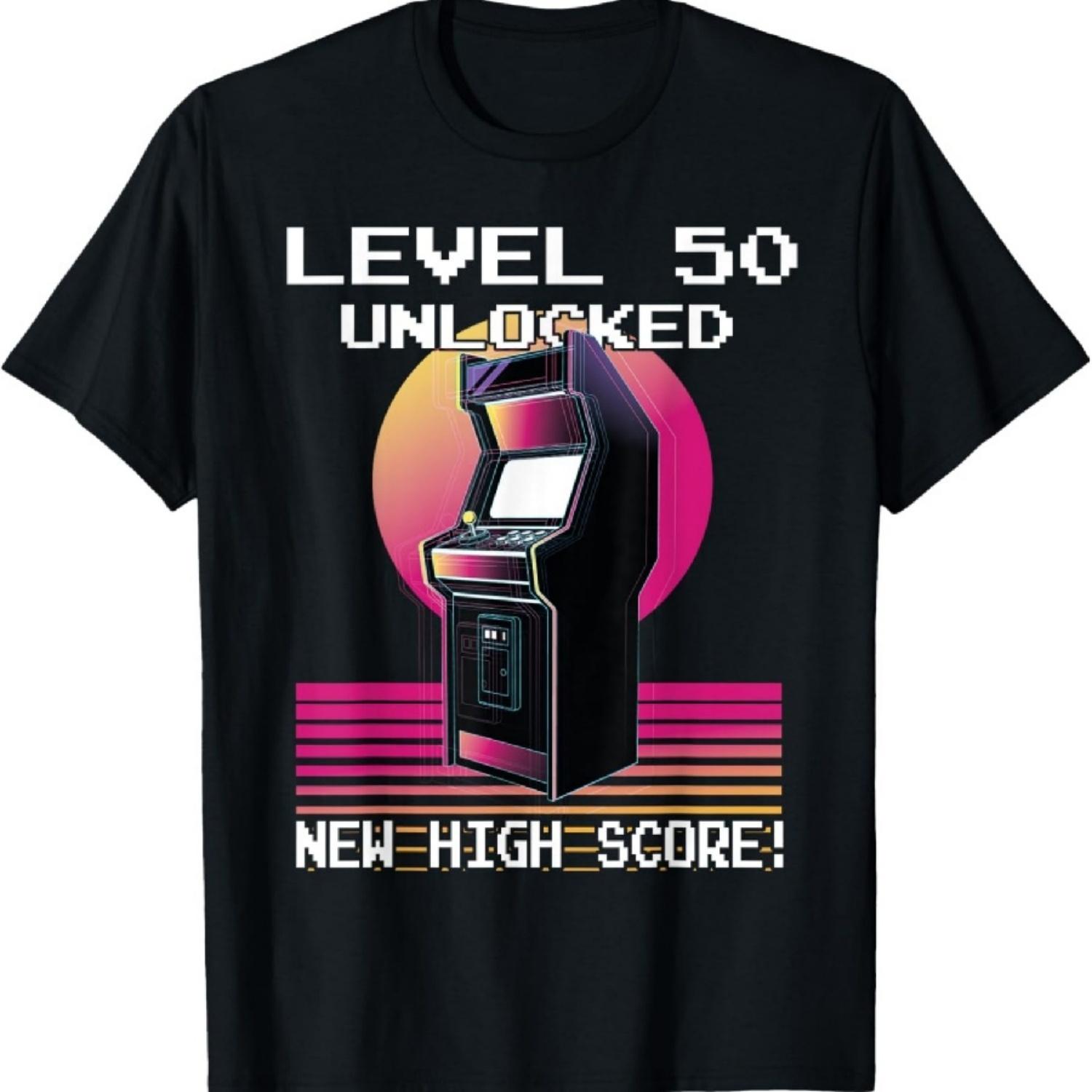 

Level 50 unlocked, retro vintage gamer 50th birthday arcade T-Shirt XL чорний