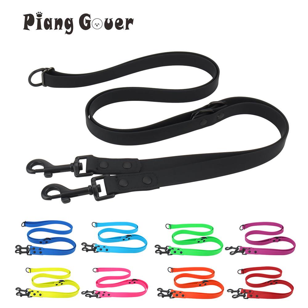 PVC Waterproof Dog Leash Double-headed Pet Leashes Outdoor Walk Training Soft 2 Heads Traction Rope Cross-body