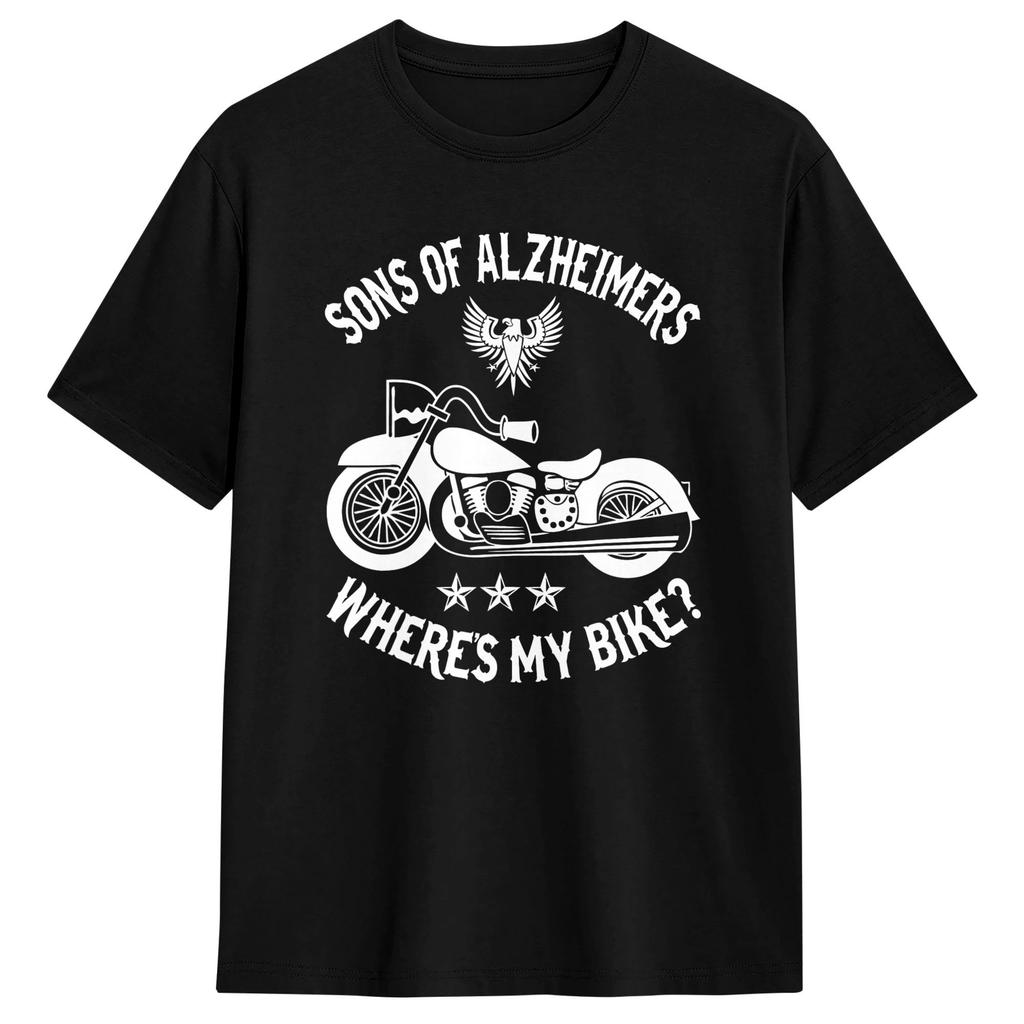 SONS of Alzheimer Wheres My Bike T Shirt Summer  Cotton TShirts For Unisex Trending Casual Tshirt Short Sleeves Streetwear Clothes