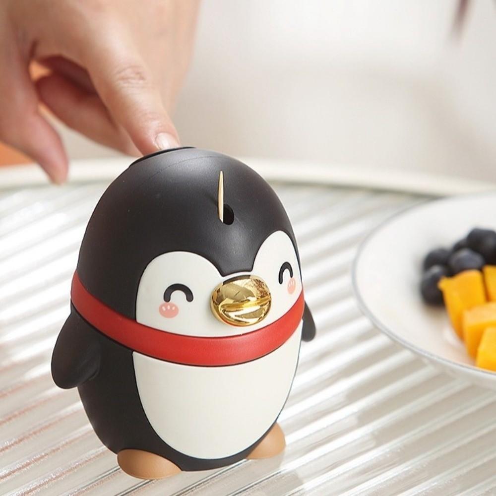Cartoon Penguin Toothpick Container Press Type Pressing Toothpick Box Automatic Toothpick Hotel