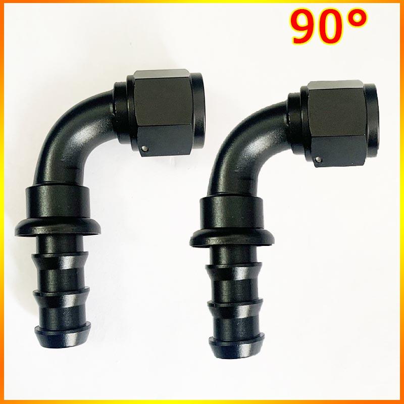 2Pcs Push-on Hose End Fittings AN4 AN6 AN8 AN10 AN12 Fuel Oil Cooler Hose Fitting 0 45 90 180 Degree Reusable Connection Adapter