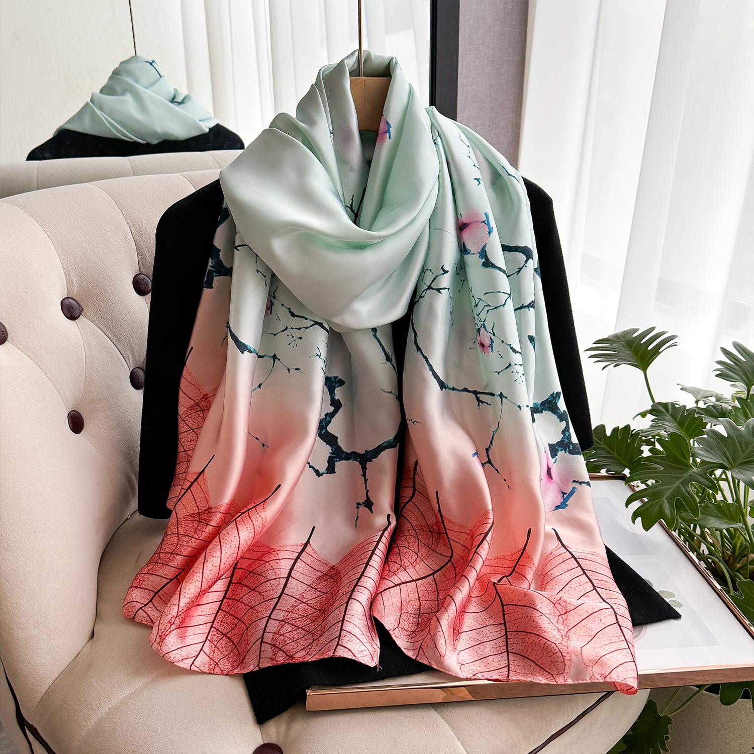 

Роскошный брендовый шарф весна-лето женский пляжный солнцезащитный модный праздничный платок китайский качественный шелковый женский популярный принт шарфы хиджаб