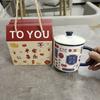 Guochao Mug With Lid Gift Box Ceramic Cup Large Capacity Imitation Enamel Drinking Water Coffee Cup Office Woman