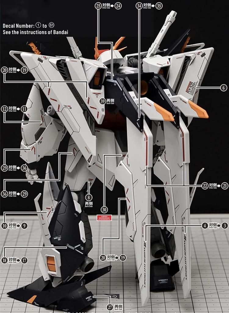 Fluorescent HG RG MG PG RE HiRM Robot MS Detail-Up Water-Transfer Decals (for HGUC 1144 Xi Gundam (Kssie Gundam))