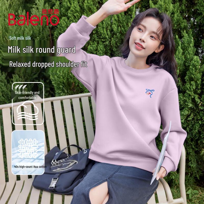 Baleno Women's Milk Silk Long Sleeve Round Neck Sweatshirt