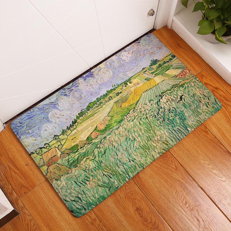 Door Mat Anti-slip Mat Living Room Decorative Carpet Retro Oil Painting Door Mat Welcome Mat Pastoral Style Carpet