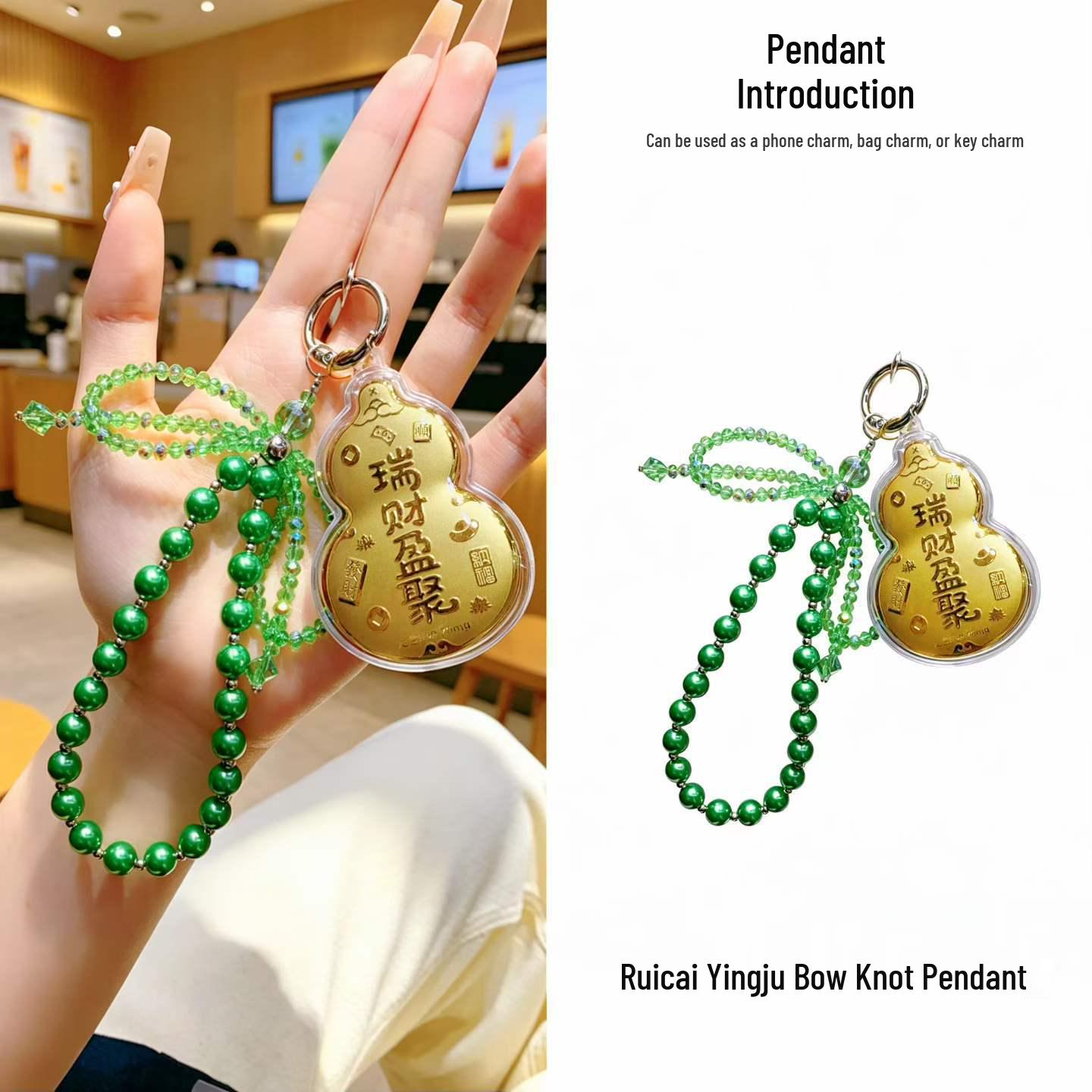 New Golden Calabash Wealth Keychain: Pure Gold Mobile Accessory and Gift for Her.