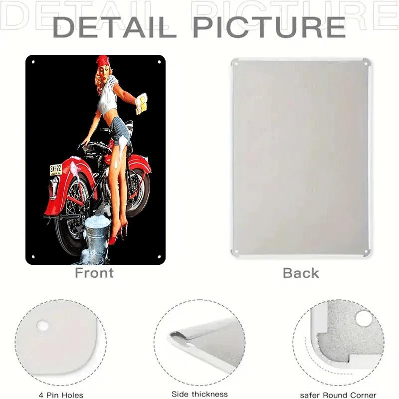 1 Piece: Retro-style Motorcycle and Beautiful Woman Tin Painting, Living Room/bar Wall Decoration, Creative Home Wall Decoration